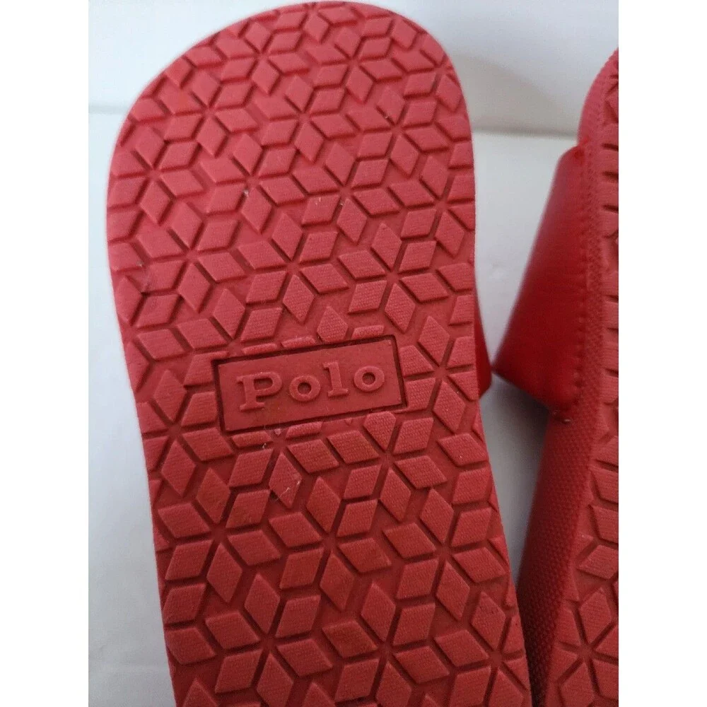 Polo Ralph Lauren IVER Slides Sandals Flag USA Eva Red Grade School Kids Size 11